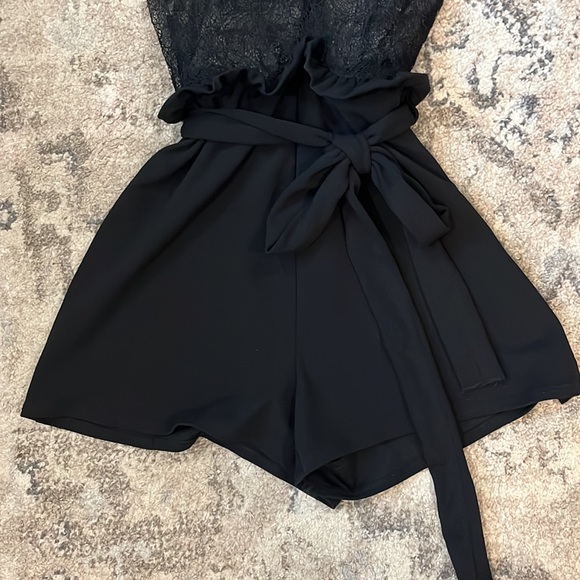 NWT black romper never worn shorts one piece lace top ( elash lace romper ) - Picture 3 of 5